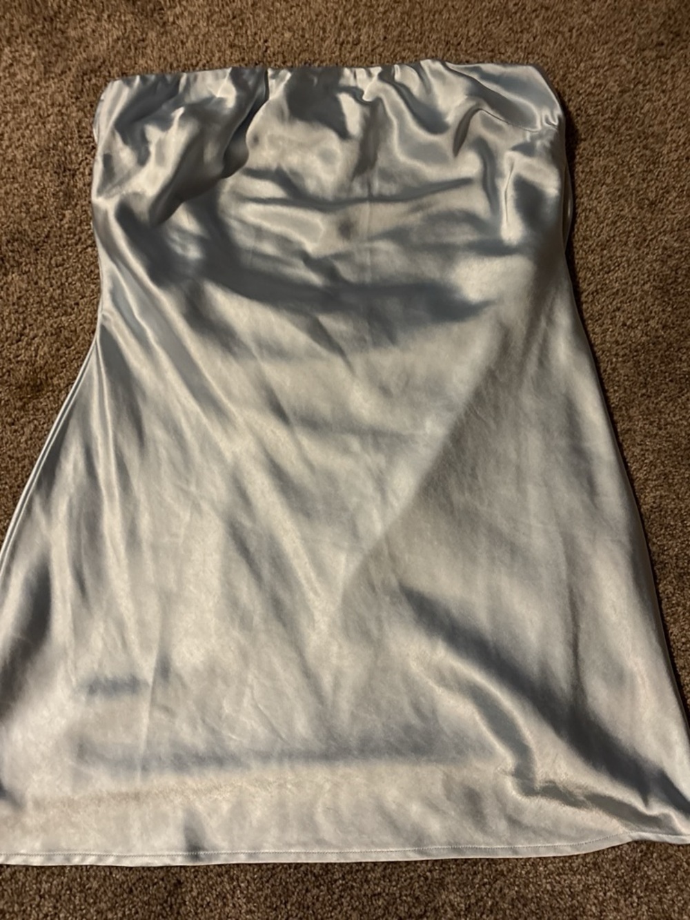 Strapless Satin Mini Dress in Silver